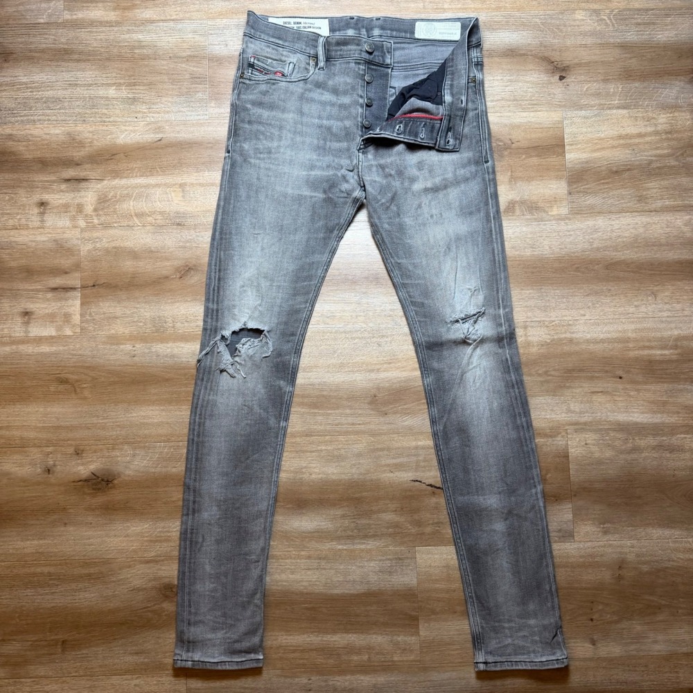 Diesel Tepphar-X Jeans Mens‎ 31x34 Grey Slim Carrot Distressed Stretch 0098B
